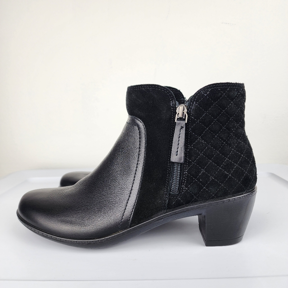 hotter Black Leather Quilted Suede Back Ankle Boots with Side Zip Size 10 - Picture 4 of 14